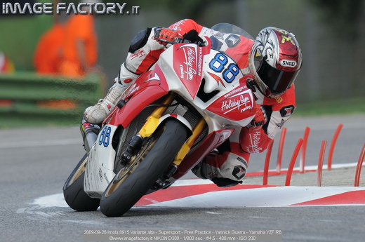 2009-09-26 Imola 0915 Variante alta - Supersport - Free Practice - Yannick Guerra - Yamaha YZF R6